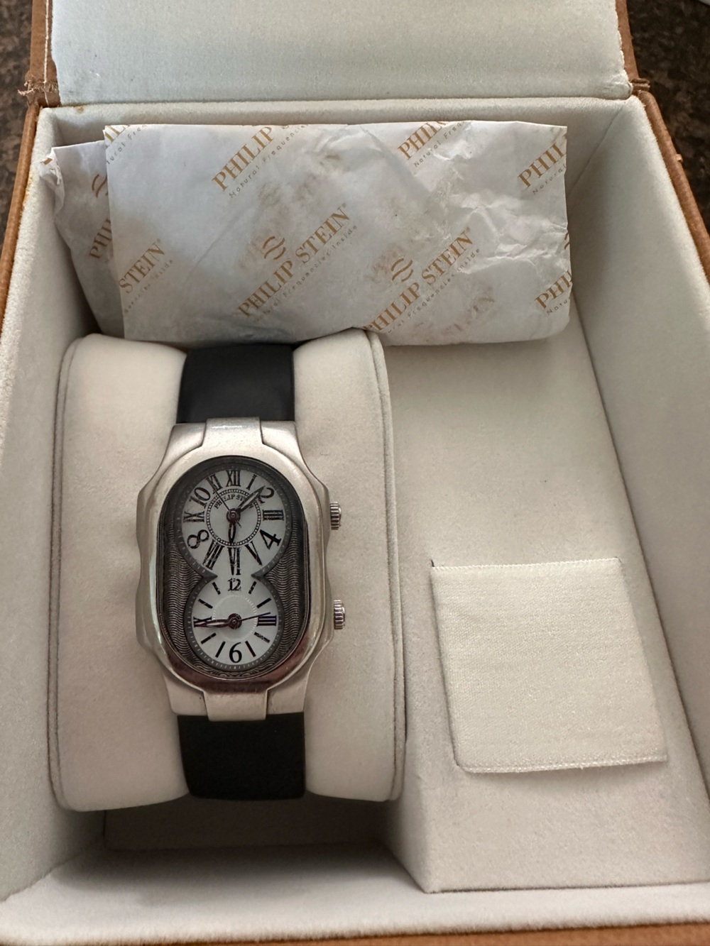 Philip Stein Signature Dual Time Diamond Watch Complete Set-5 Genuine Straps-box - Picture 2 of 16